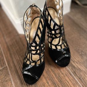 Jimmy Choo Suede and Patent Vector Sandal